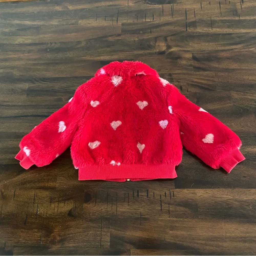 Janie and Jack Faux Fur Heart Bomber Jacket - Picture 5 of 9
